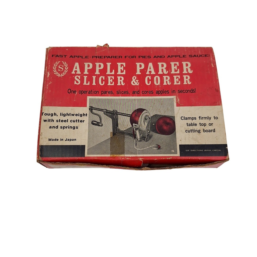 Vintage Sheffield's Apple Parer Slicer Corer Green Metal Hand Crank Japan